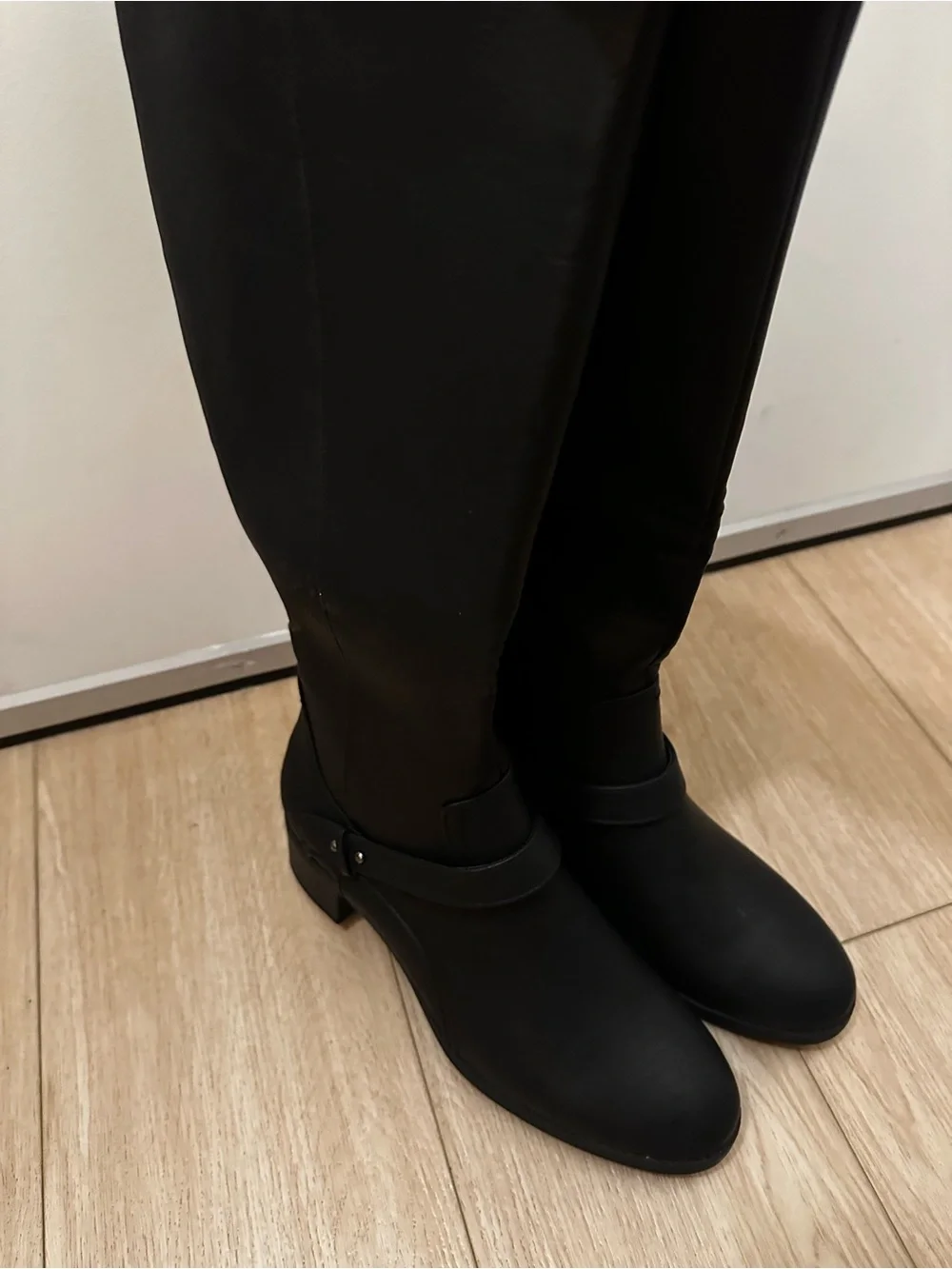 Women's Black Over-the-Knee Faux Leather Boots wide calf NWT
